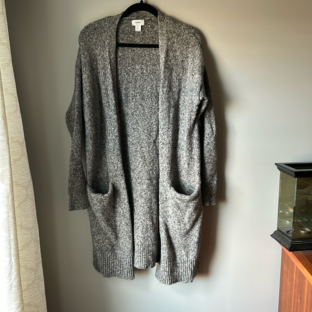 Long soft grey cardigan